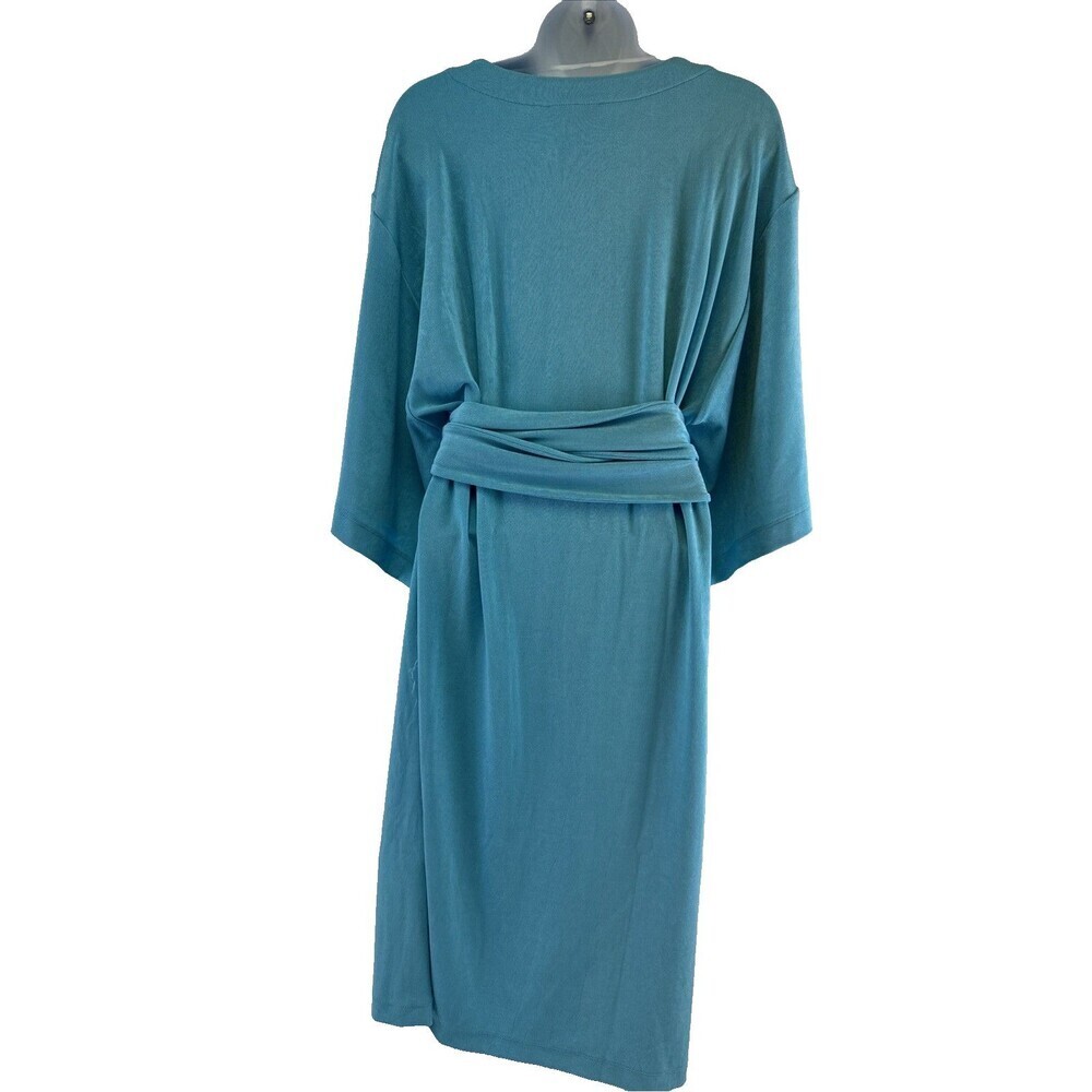 Chicos Travelers Kimono Sleeved VNeck Dress Acetate Spandex Turquoise Blue Large - Picture 6 of 12